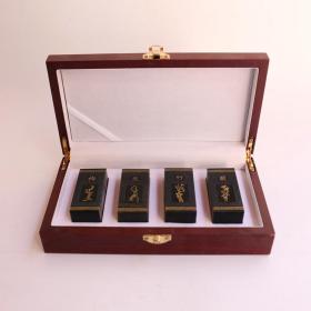 和田玉 青玉印章 私章 梅兰竹菊 精品套装礼盒商务礼品